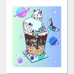 Galaxy Frappe Whale (green/blue) Posters and Art